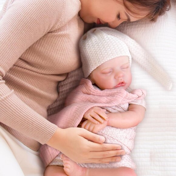 🆕18inch Soft Cloth Body Newborn Baby Poseable Limbs Pink Bella Doll Baby Girl - Picture 8 of 9